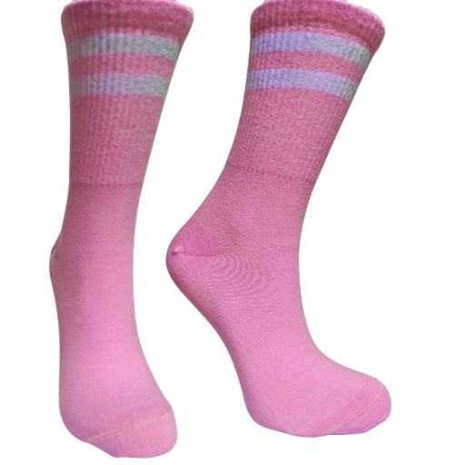 White Striped Pink Socks